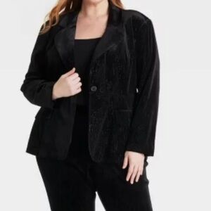 Sz 3X- Ava & Viv Black Velvet Blazer One Button